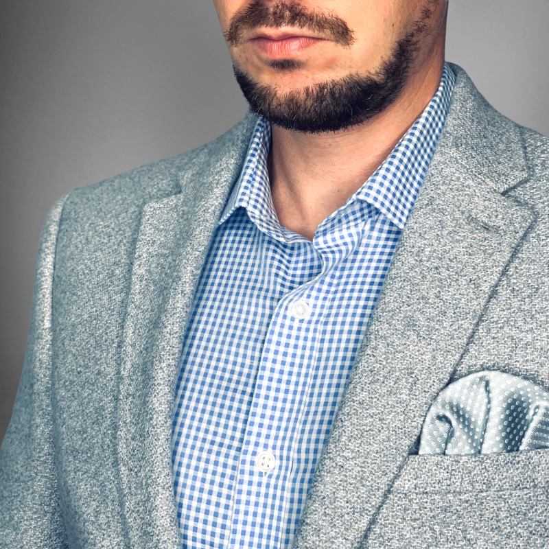 Šedo - bílý kapesník do saka Dots