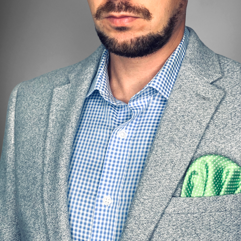 Zeleno - bílý kapesník do saka Dots