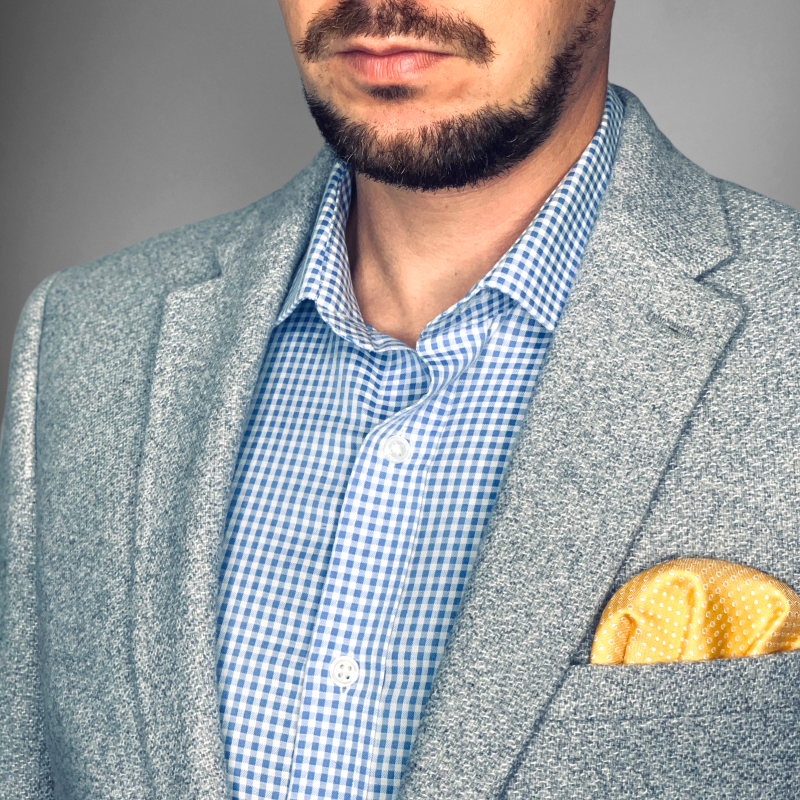 Žluto - bílý kapesník do saka Dots