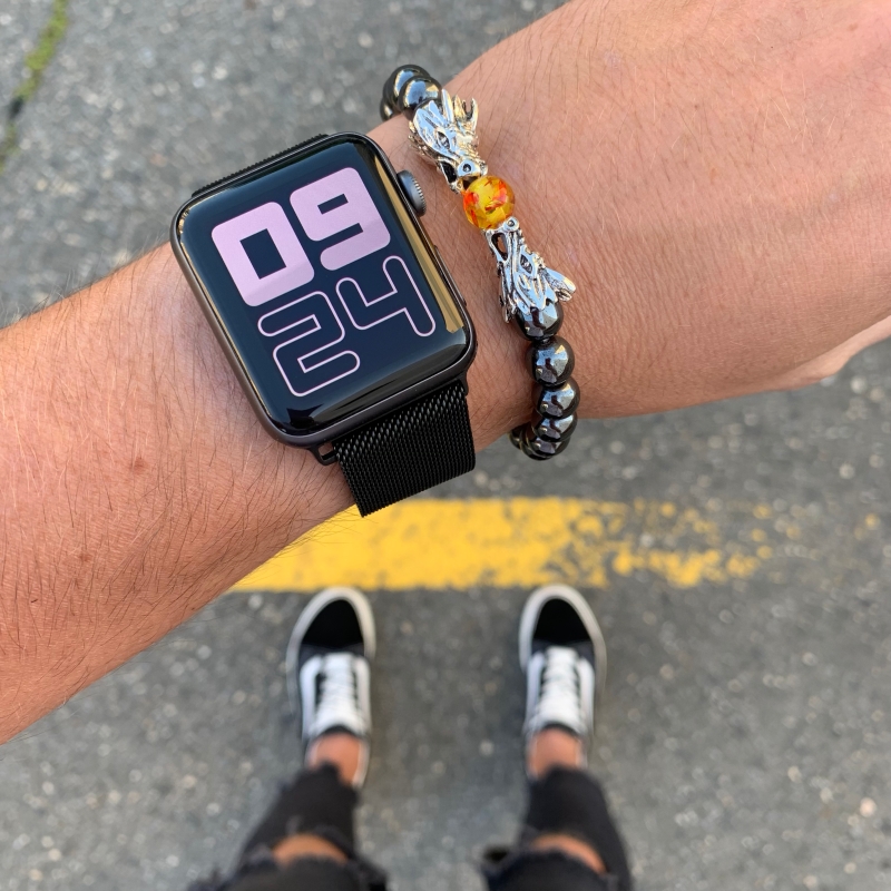 Šedý náramek Hematit Drak