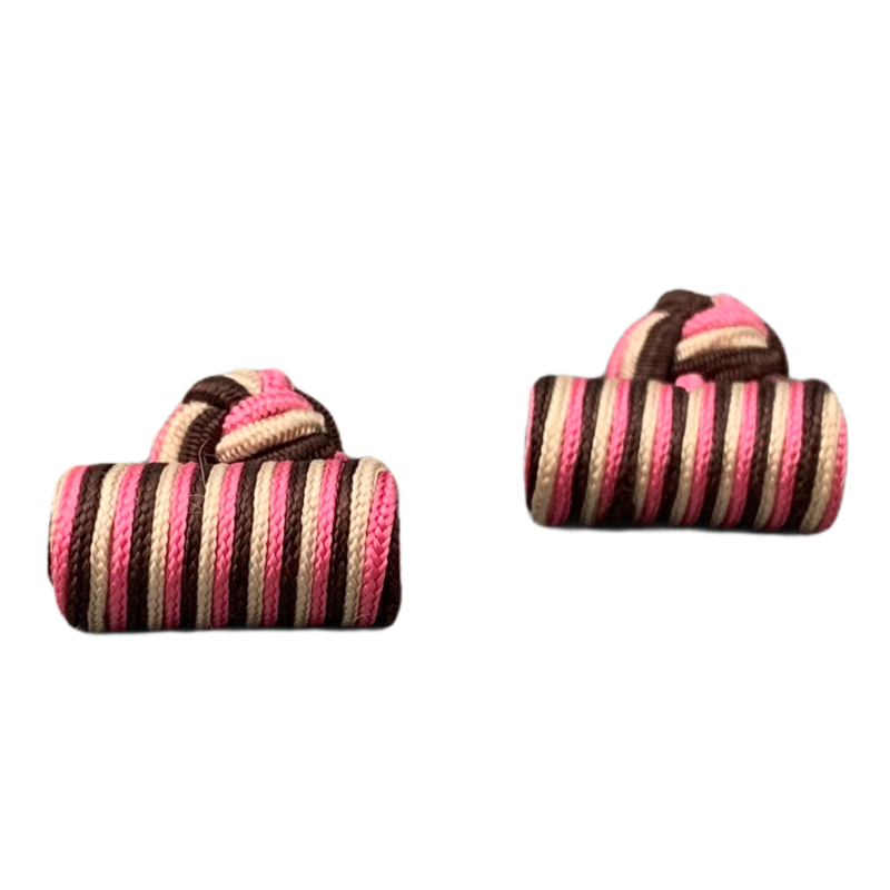 LMK Manžetové knoflíčky Barel - růžovo - hnědo - bílé  