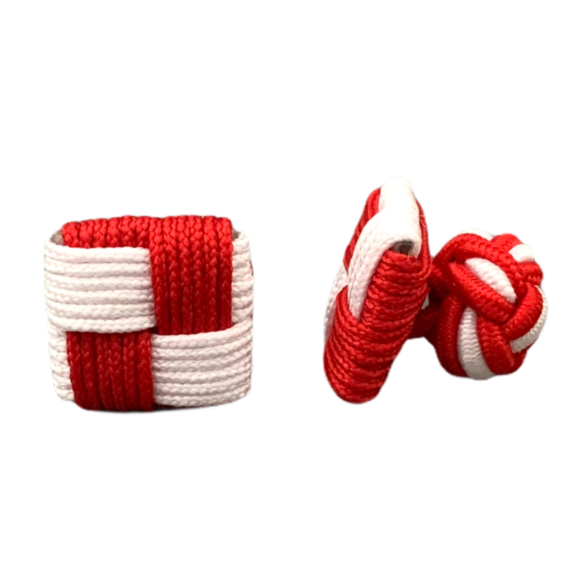 Červeno - bílé manžetové knoflíčky Ball Square