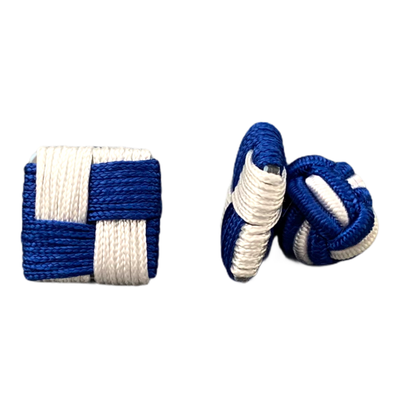 Modro - bílé manžetové knoflíčky Ball Square