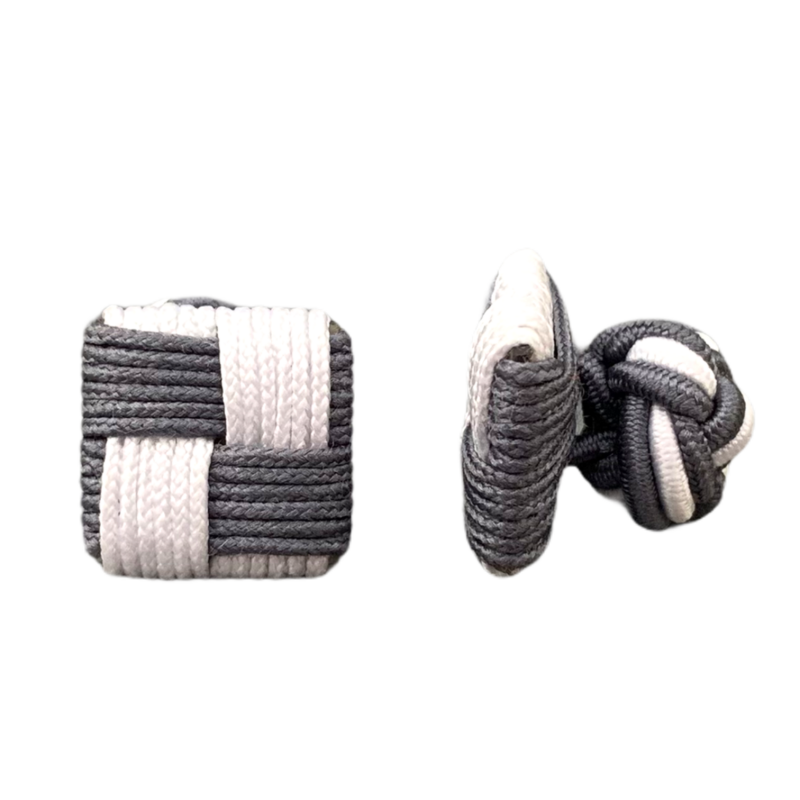 Šedo - bílé manžetové knoflíčky Ball Square