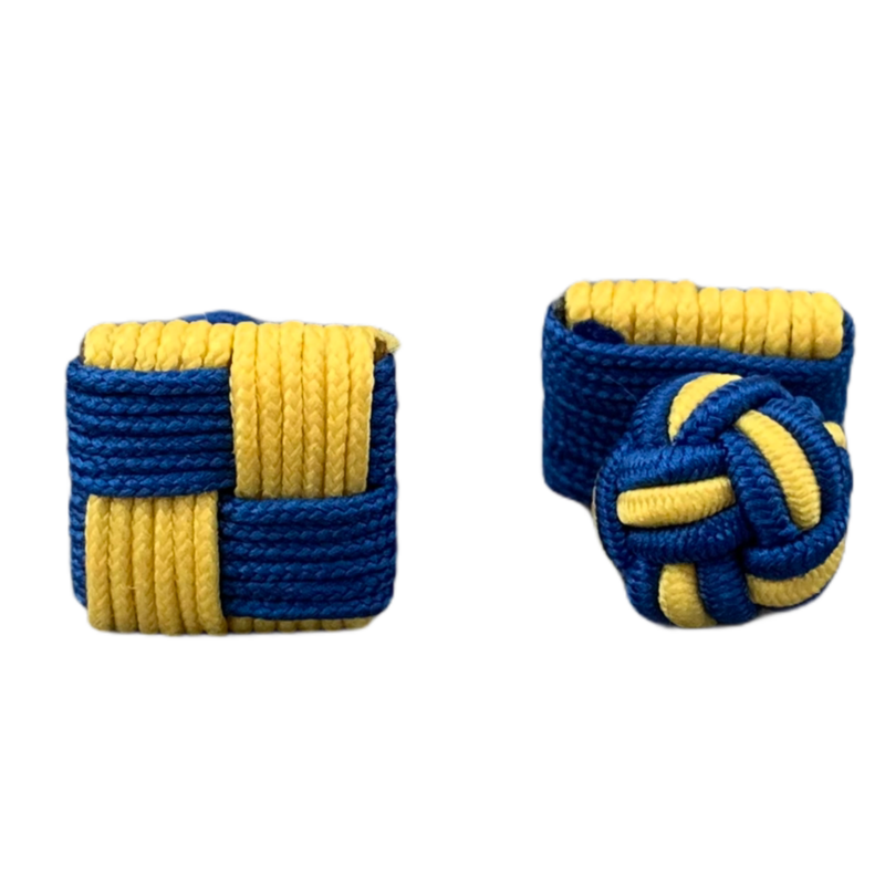 Modro - žluté manžetové knoflíčky Ball Square