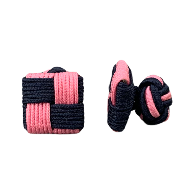 Tmavě modré - růžové manžetové knoflíčky Ball Square