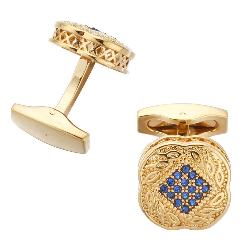 Zlaté manžetové knoflíčky Ornament blue crystal