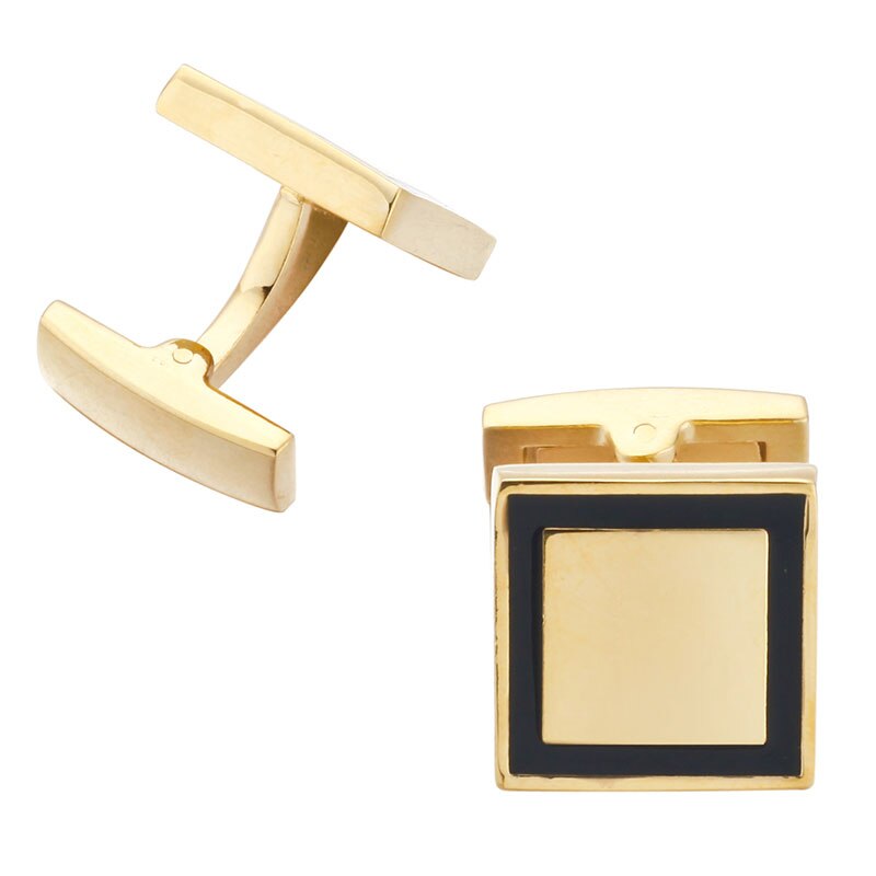 Manžetové knoflíčky Gold square black frame