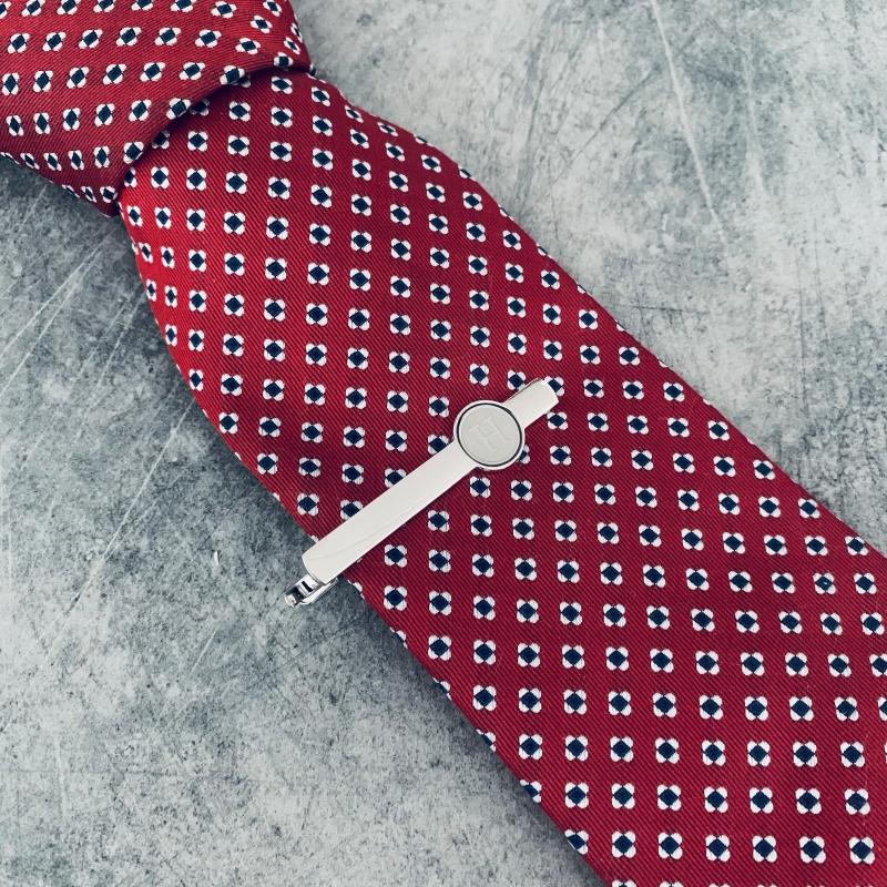 Stříbrný set - spona na kravatu a manžetové knoflíčky Iniciál H