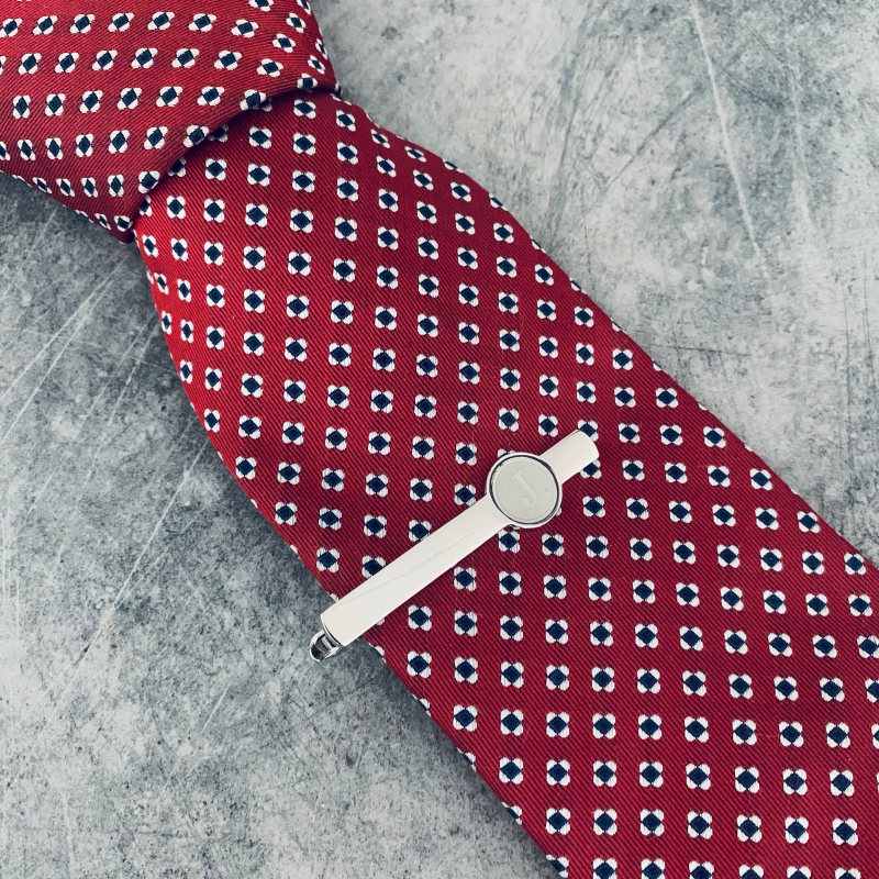 Stříbrný set - spona na kravatu a manžetové knoflíčky Iniciál J