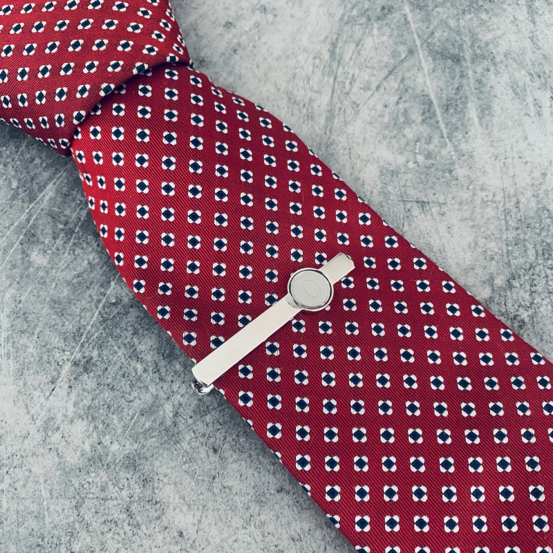 Stříbrný set - spona na kravatu a manžetové knoflíčky Iniciál O