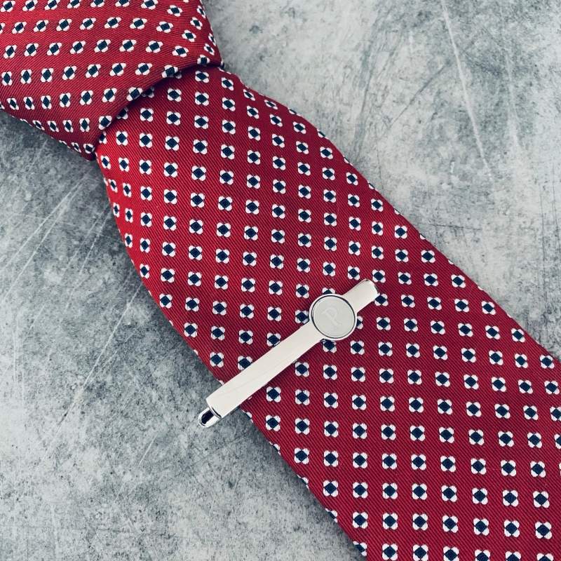 Stříbrný set - spona na kravatu a manžetové knoflíčky Iniciál P