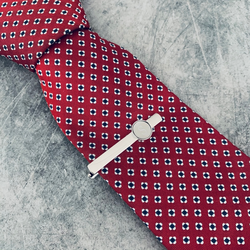 Stříbrný set - spona na kravatu a manžetové knoflíčky Iniciál S