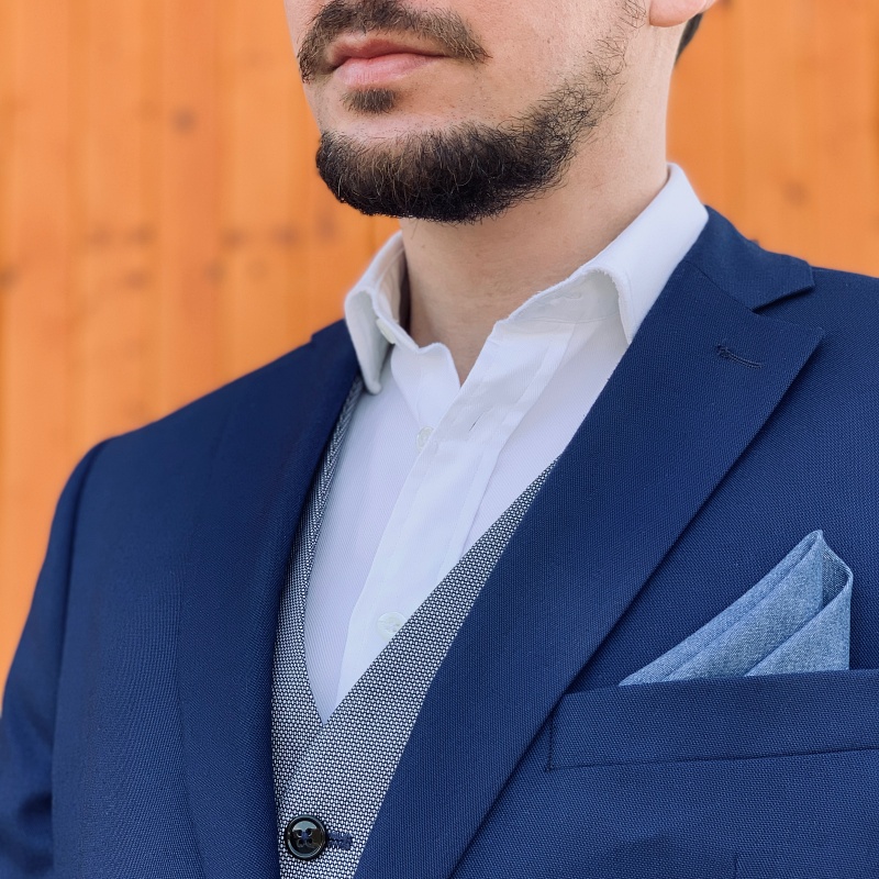 Světle modrý kapesník do saka Denim 