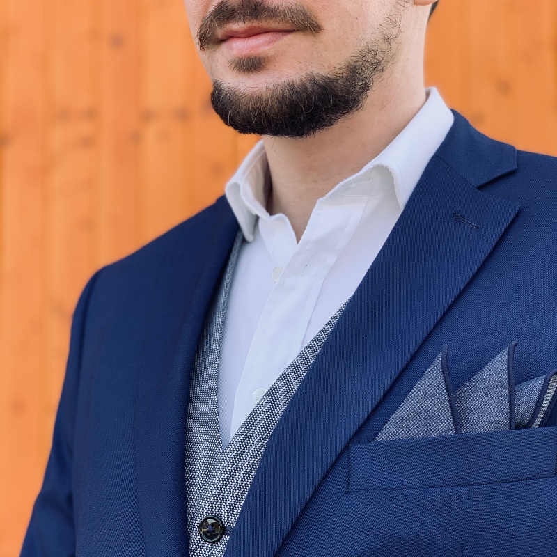 Modrý kapesník do saka Denim 