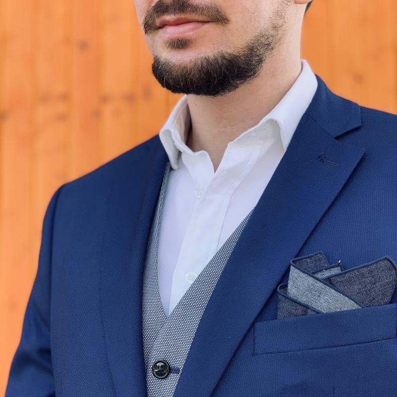 Tmavě modrý kapesník do saka Denim 
