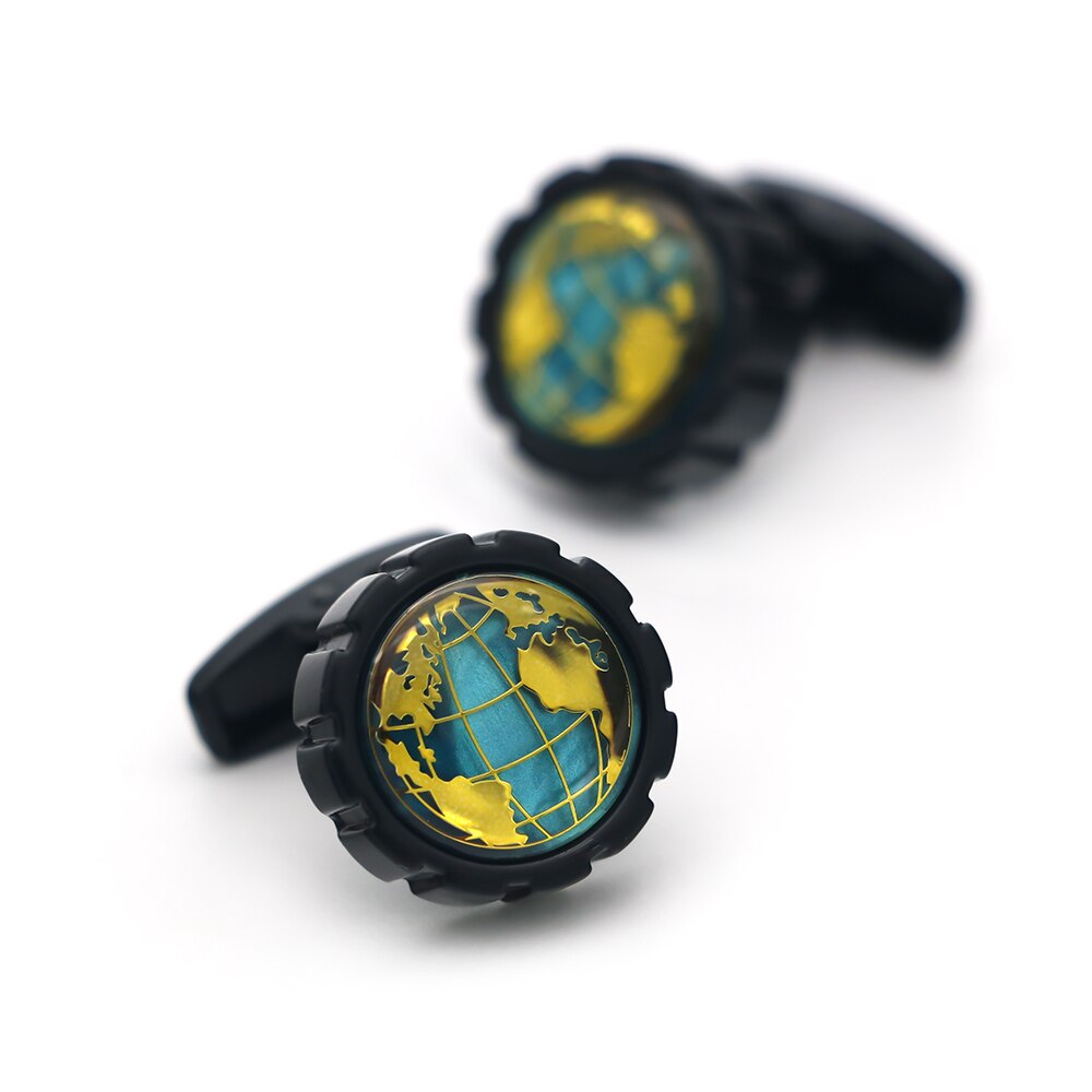 Zlato - černé manžetové knoflíčky Zeměkoule