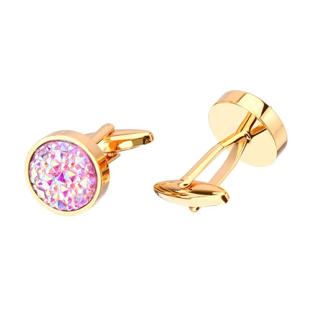 Zlaté manžetové knoflíčky Pink Bohemia crystal 