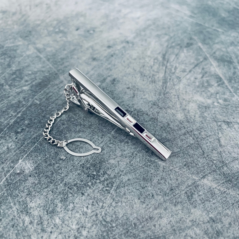 Stříbrná spona na kravatu 4 Crystals 