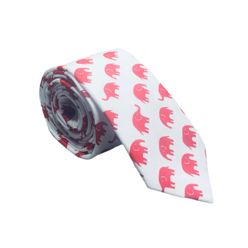 Bílo - červená kravata Slon 