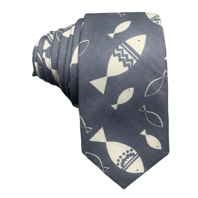 Šedá kravata Ryby 