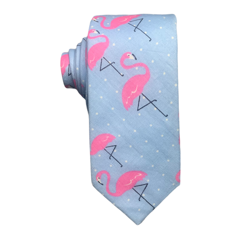 Modrá kravata Plameňák 