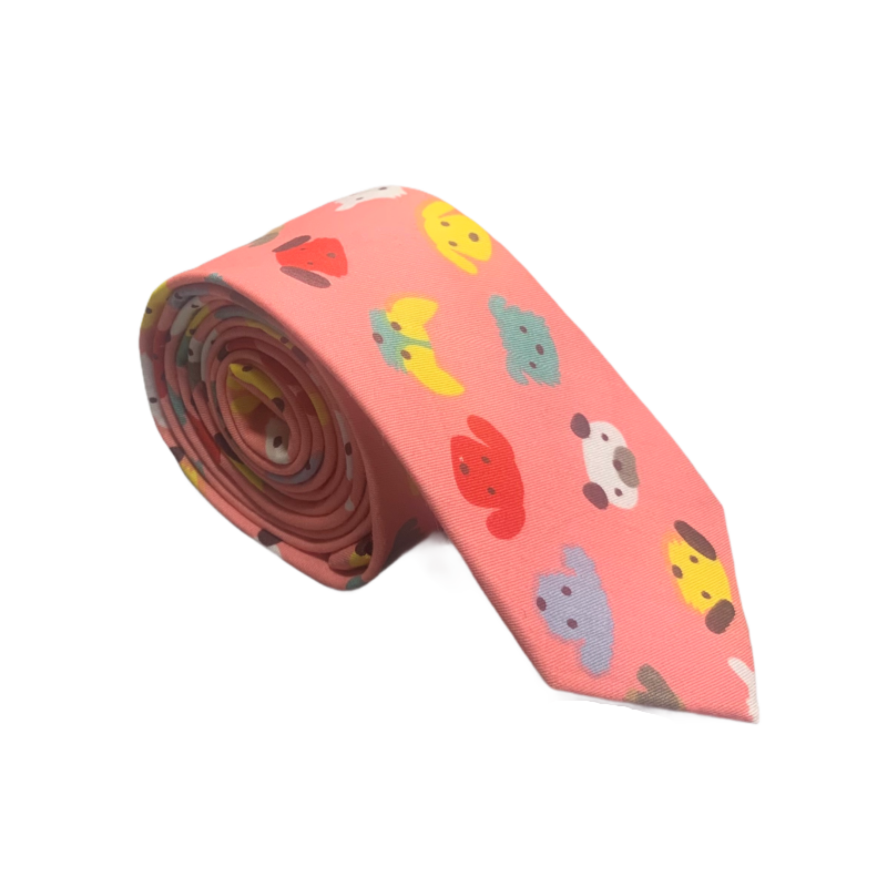 Růžová kravata Pejsci 