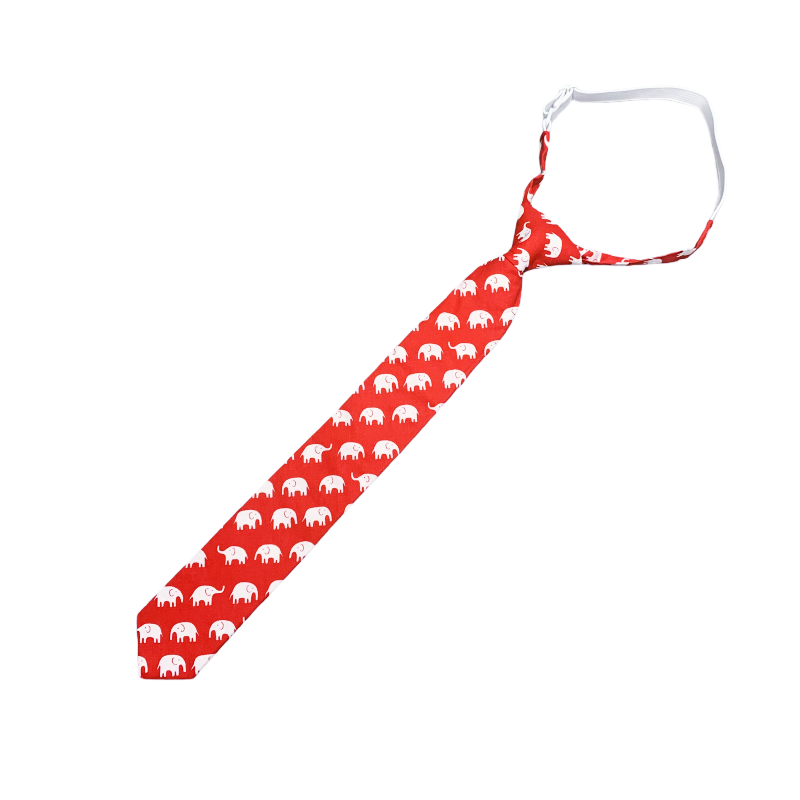 Červeno - bílá chlapecká kravata Slon 