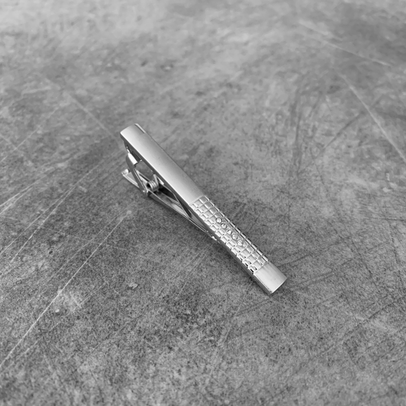 Stříbrná spona na kravatu 5 Plaid Crystal 