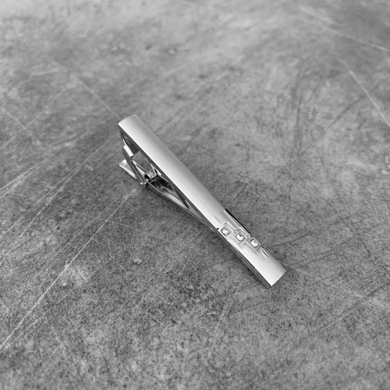 Stříbrná spona na kravatu 3 Steps Crystal 