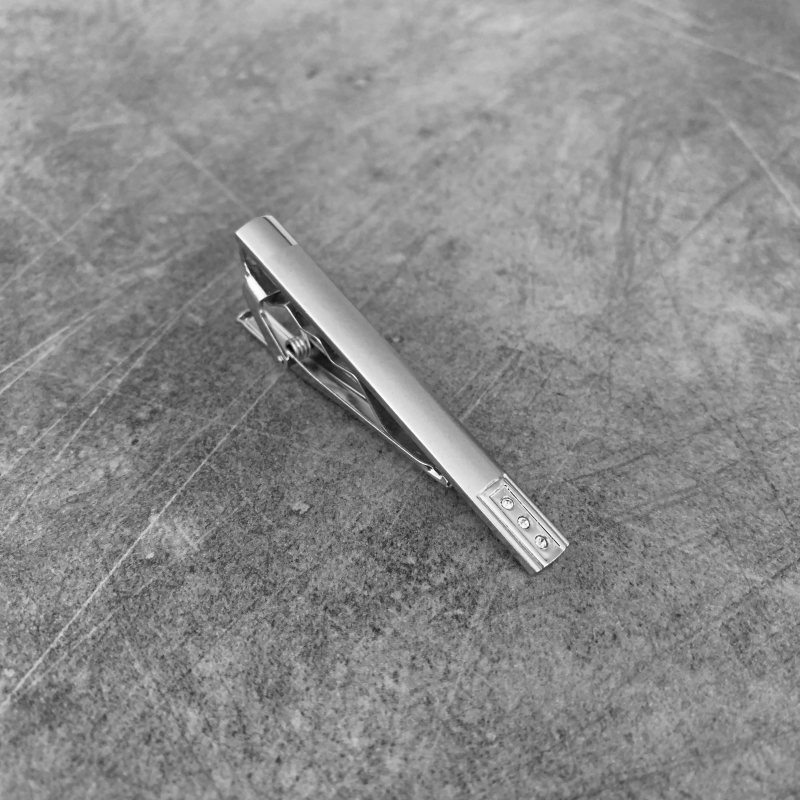 Stříbrná spona na kravatu 3 Raw Crystal 