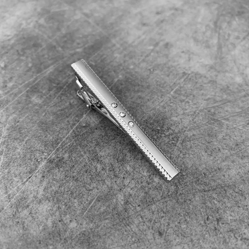 Stříbrná spona na kravatu 3 Midline Crystal 