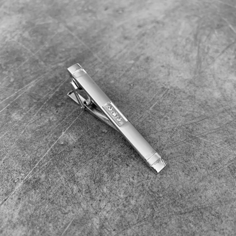 Stříbrná spona na kravatu 3 Mid Crystal 