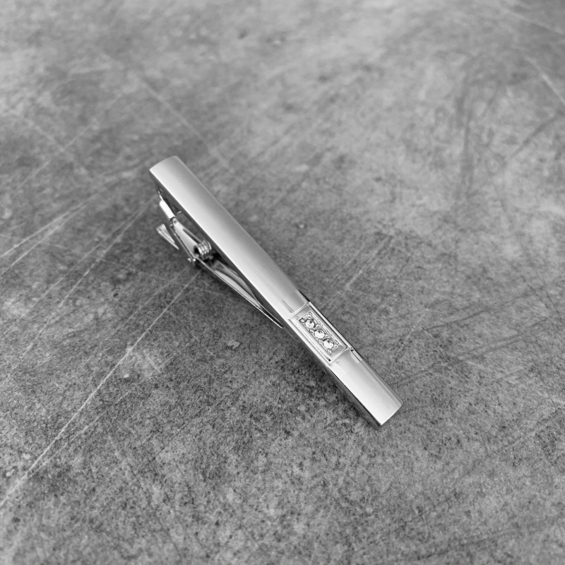 Stříbrná spona na kravatu 3 Glossy Crystal 