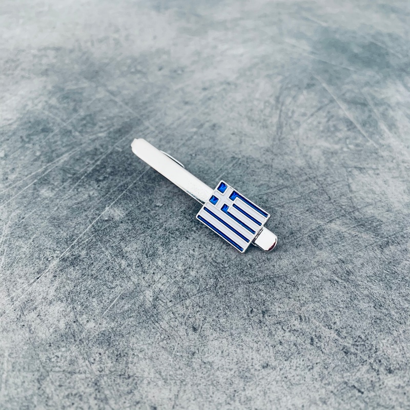 Stříbrná spona na kravatu Vlajka Řecko