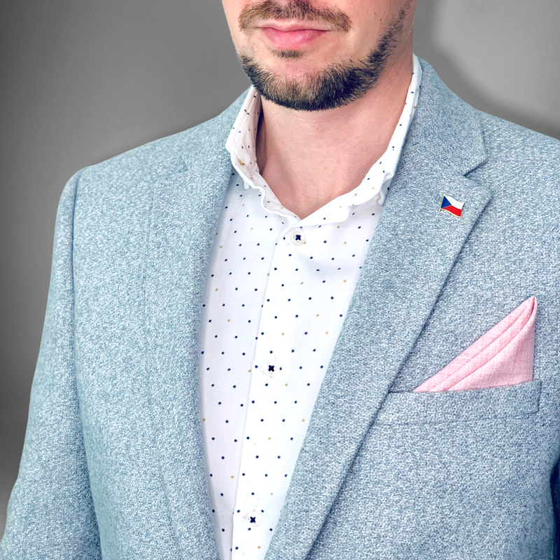 Růžovo - bílý kapesník do saka Color Cotton 