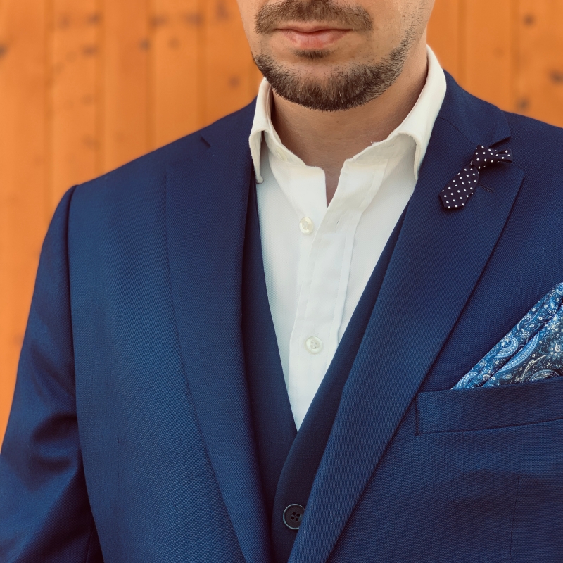 Modrý kapesníček do saka Paisley 