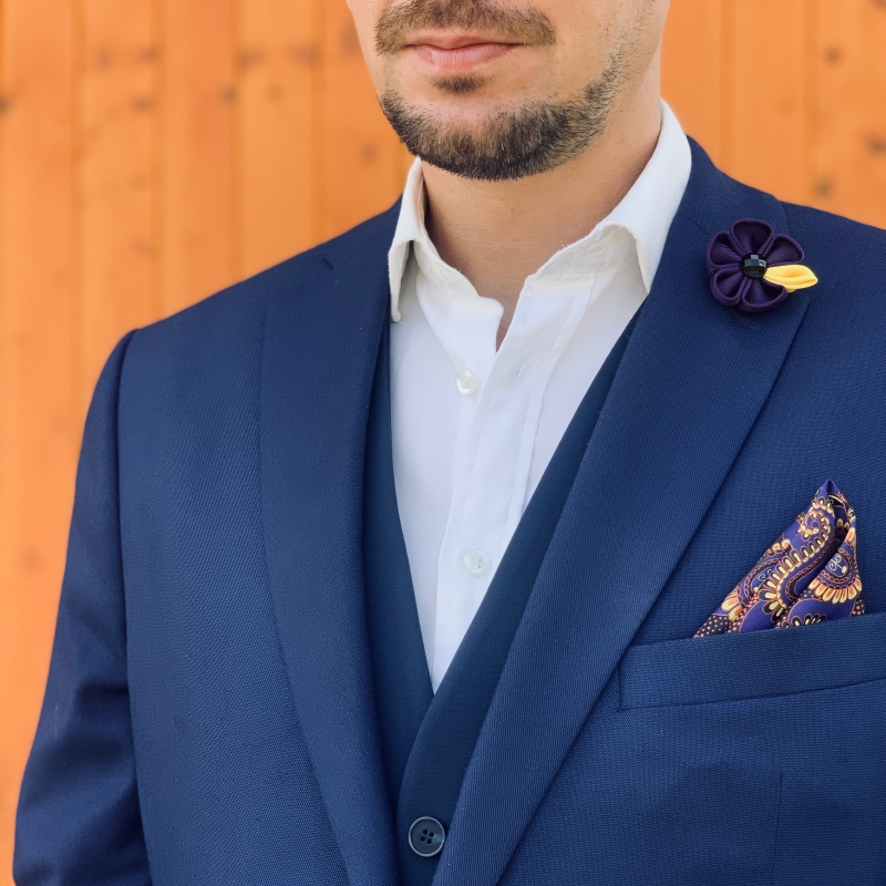 Fialový kapesníček do saka Paisley 