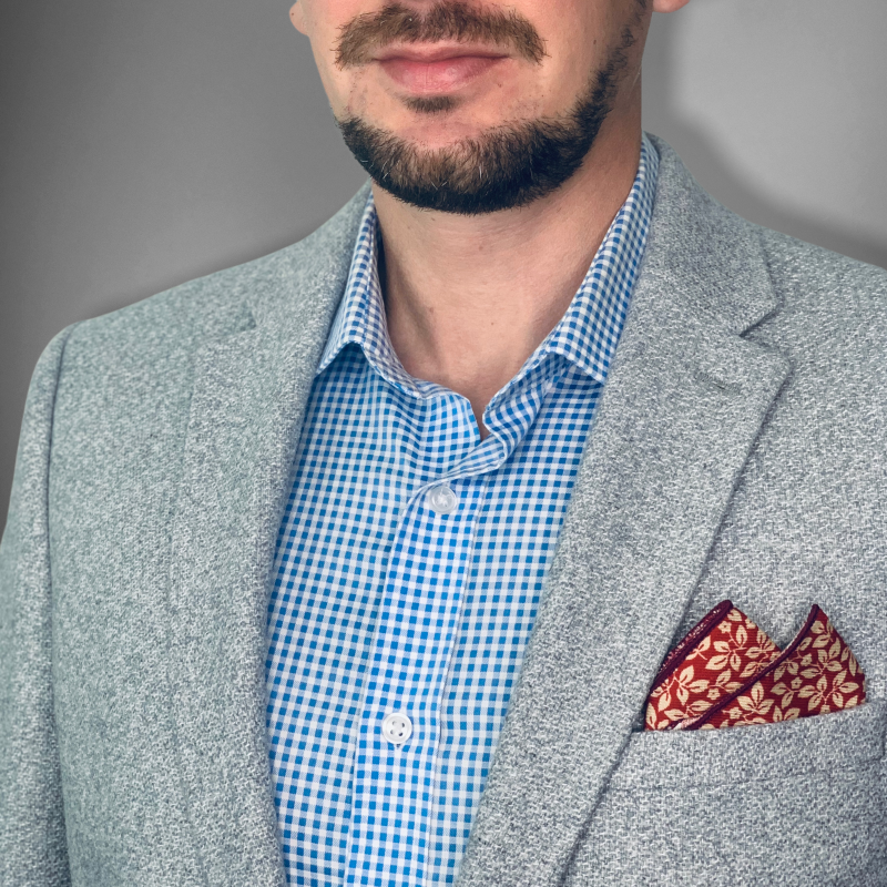 Červený kapesníček do saka Listy 