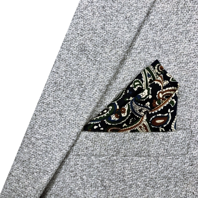 Modro - hnědý kapesníček do saka Vintage Art