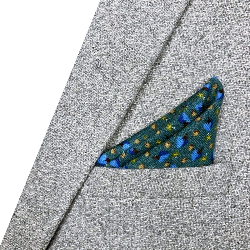 Modrý kapesníček do saka Birds