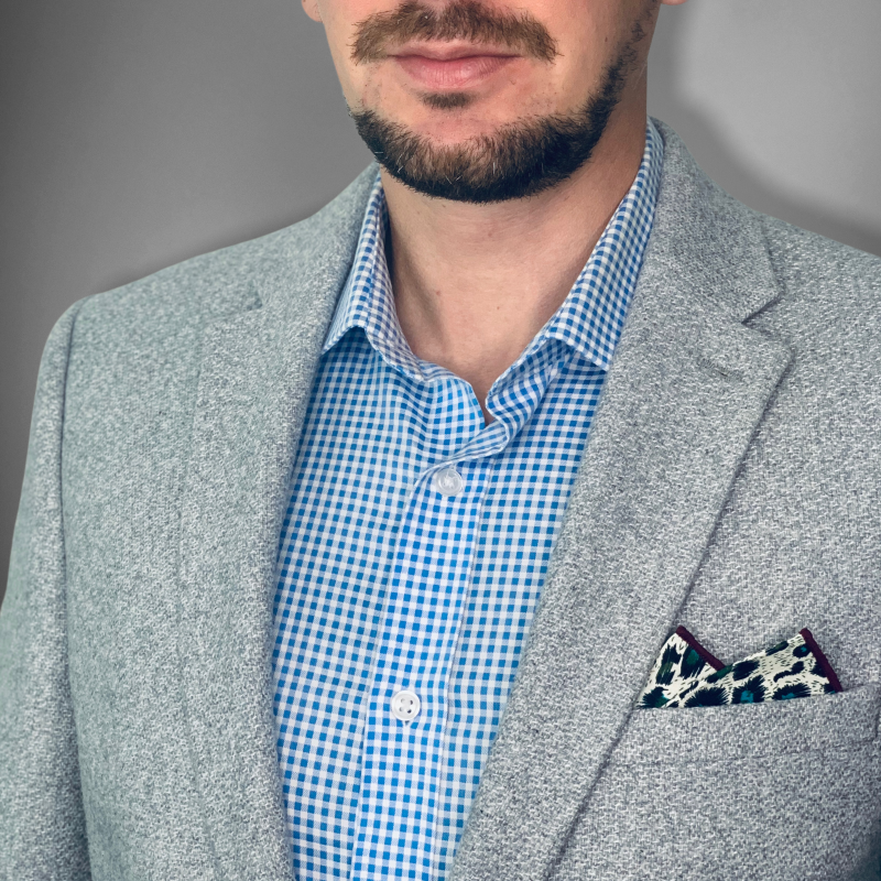 Modrý kapesníček do saka Páv 