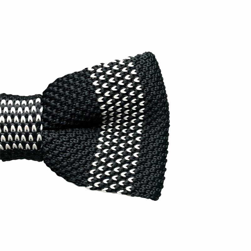 Černo - bílý pánský motýlek Knit Stripe