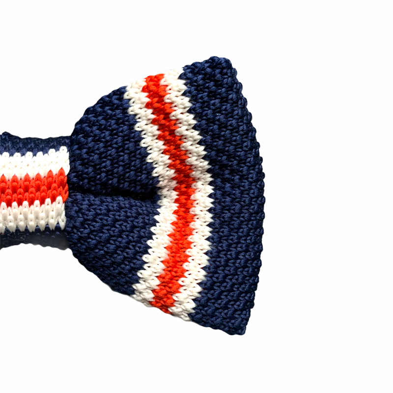 Modro - červeno - bílý pánský motýlek Knit Stripe