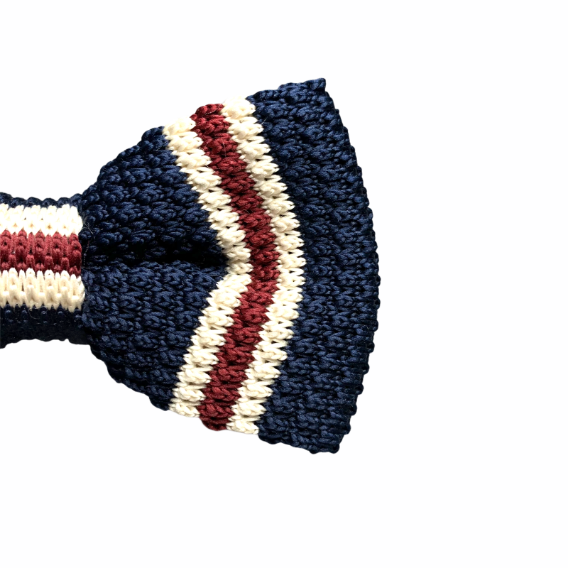 Tmavě modro - rudo - bílý pánský motýlek Knit Stripe