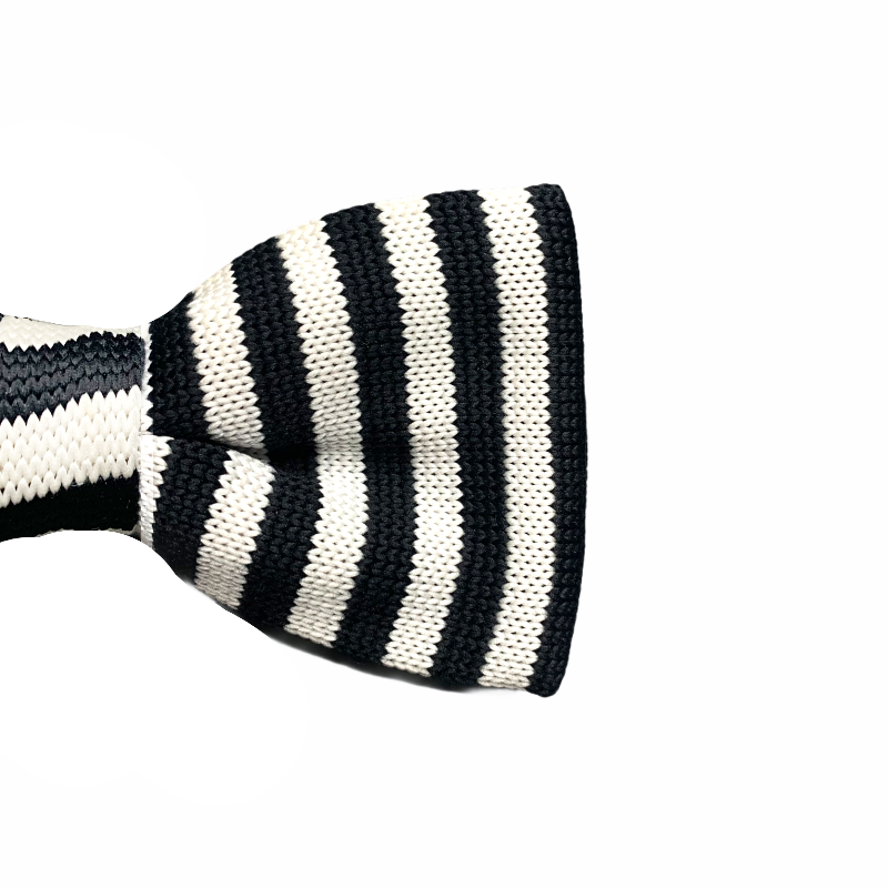 Bílo - černý pánský motýlek Knit Stripe