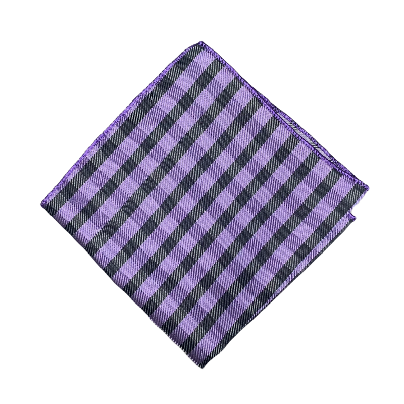Fialovo - černý kapesník do saka Šachovnice