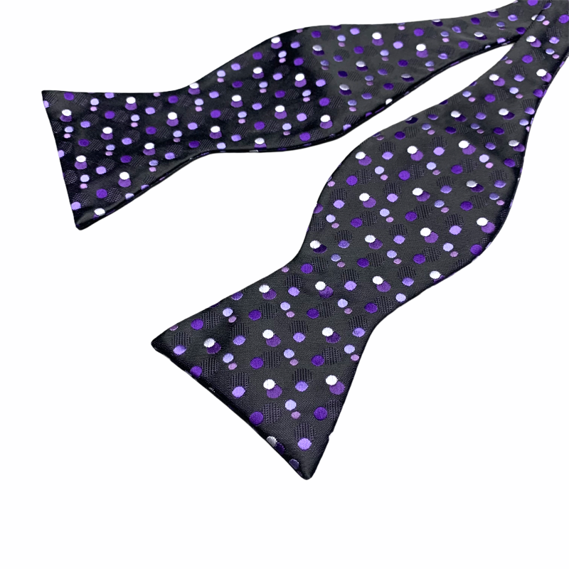 Černý set - vázací motýlek + kapesník Bubbles