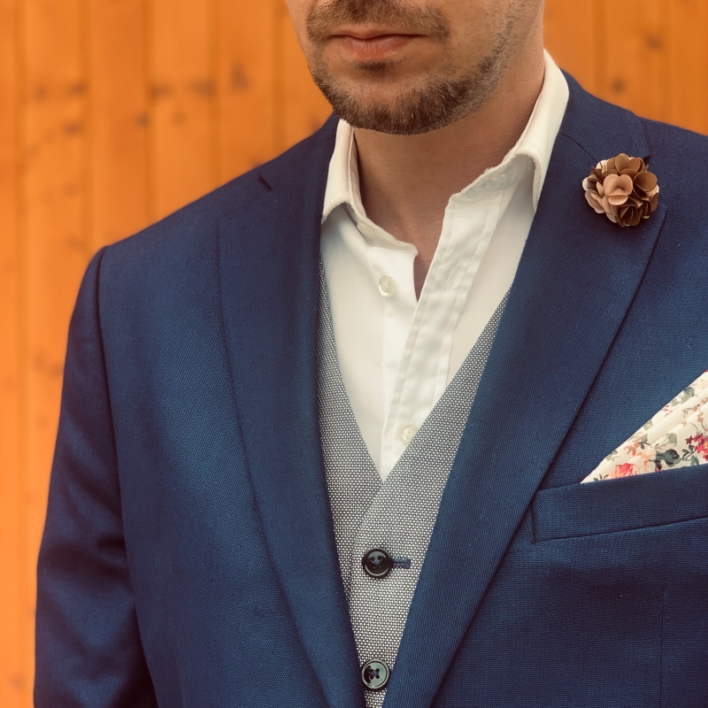 Bílo - růžový kapesník do saka Rose