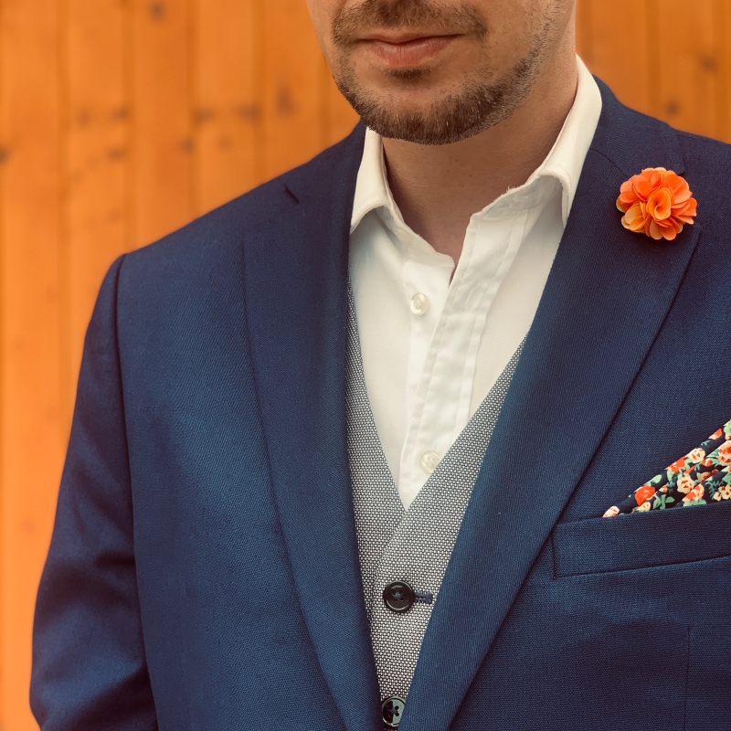 Modro - barevný kapesník do saka Rose